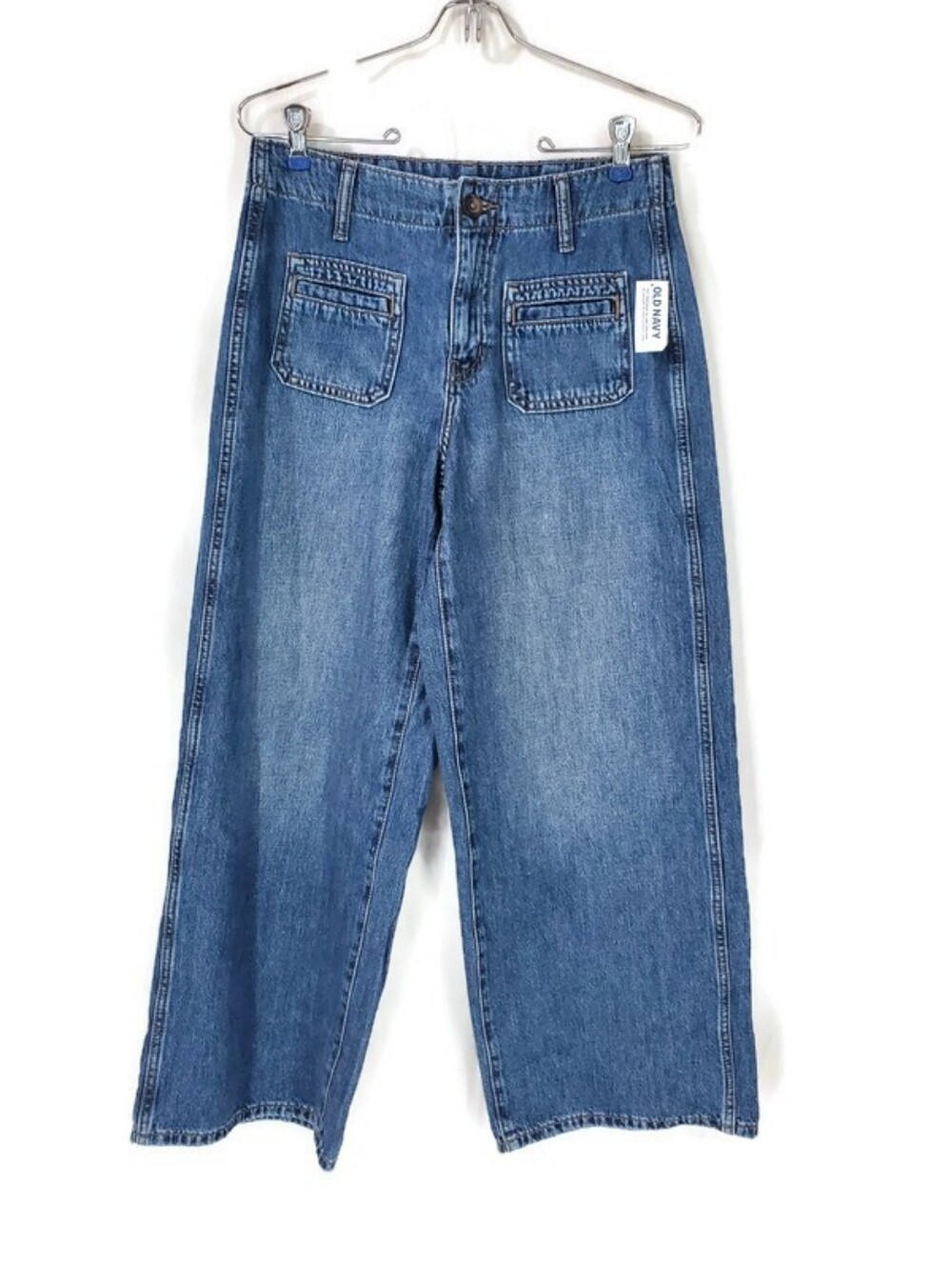 Old Navy High-Rise Baggy Wide-Leg Jeans Retro Utility Sailor Pockets Size 2P NWT